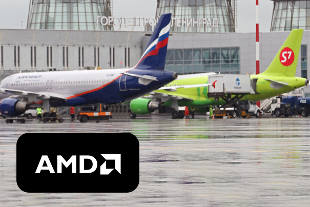 Размещение рекламы компании AMD в самолетах Аэрофлот и S7