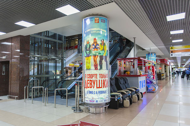 Реклама на колоннах в терминалах Аэроэкспресс в Москве