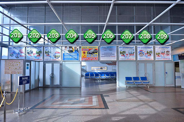 Размещение рекламы на световых коробах в аэропорту в Оренбурге