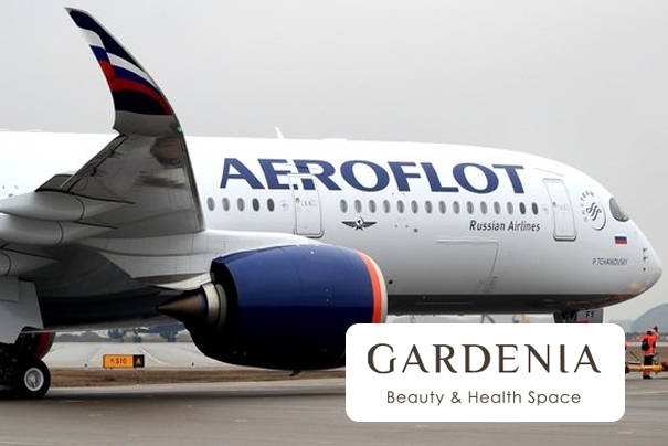 Реклама салона красоты Gardenia в самолетах Аэрофлот